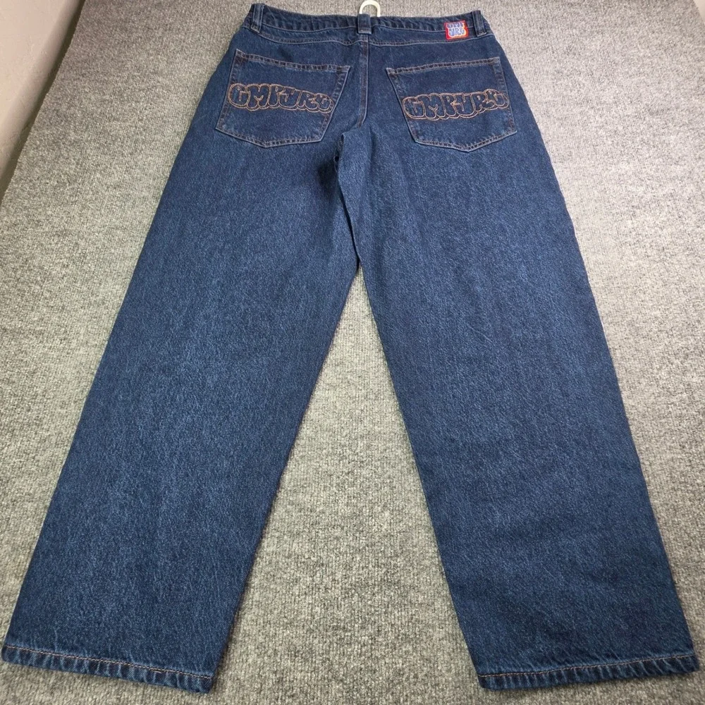 Empyre Jeans Mens 32 Blue‎ Easy Now Wide Leg Skate Graffiti Streetwear Denim
